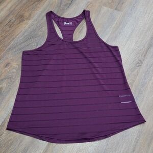 Zyia Active Purple Mesh Stripe Racerback Tank Top Large ZA2414 Plum Workout